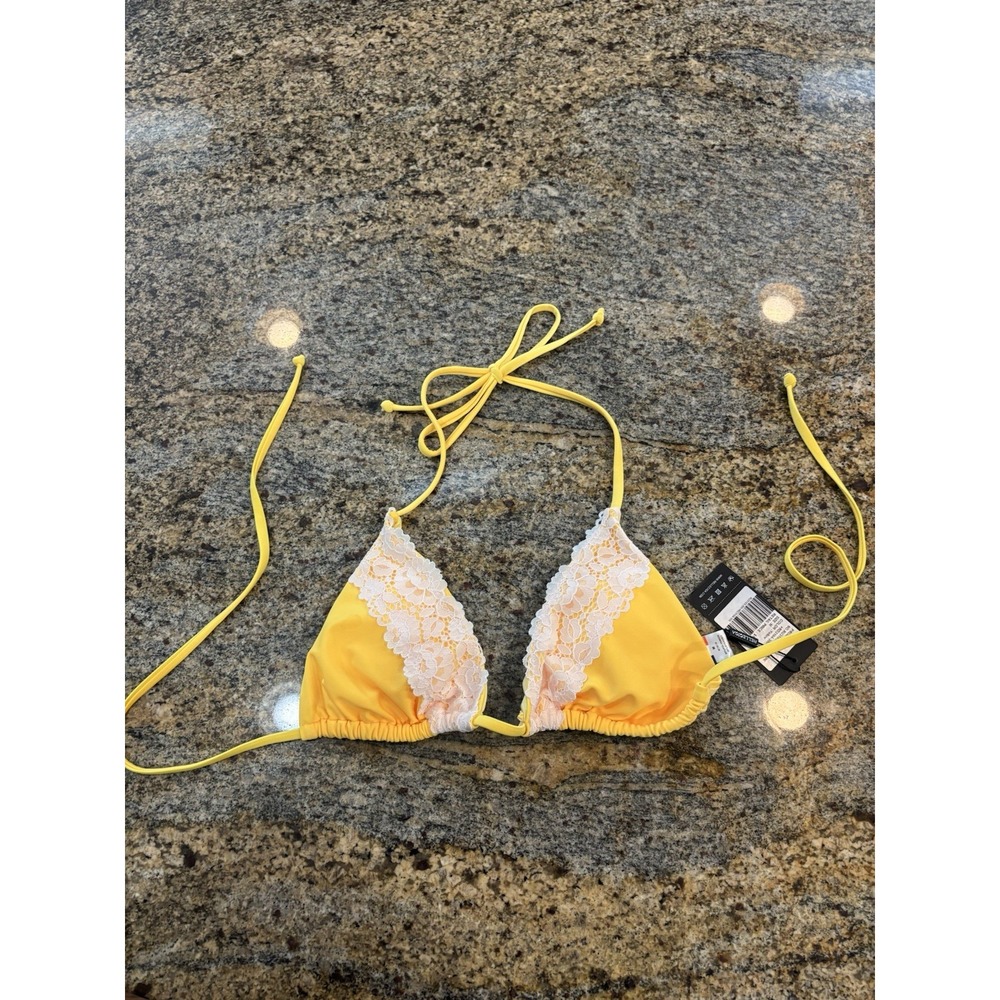 NWT Relleciga Women's Bikini Top Yellow Lace Size M Summer Vacation